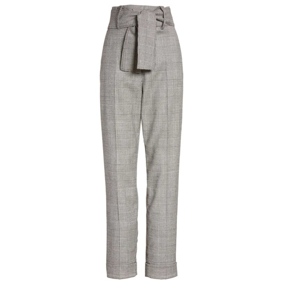 SARA BATTAGLIA Glen Plaid Belted High Waist Pants Trousers Gray Size 6 S 42 - Picture 5 of 12
